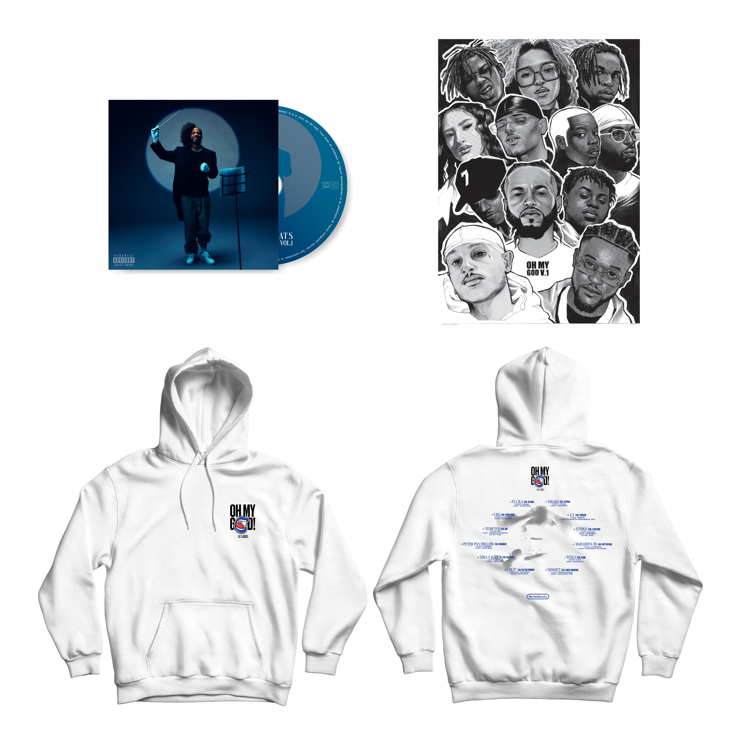 CD + HOODIE "OH MY GOD" BLANC