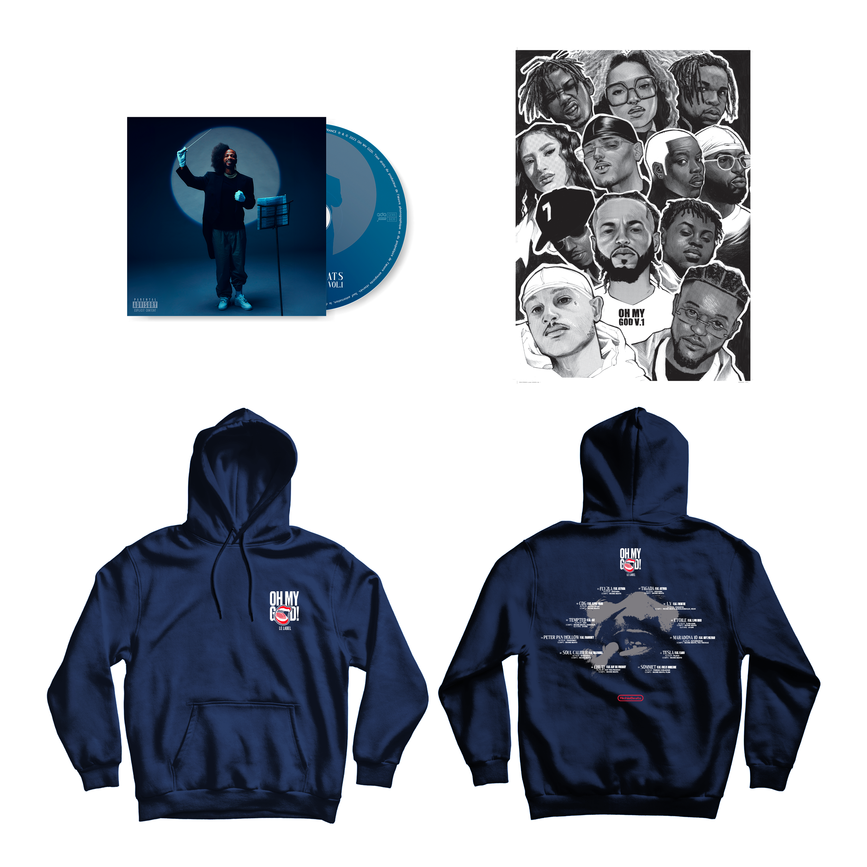 CD + HOODIE "OH MY GOD" BLEU